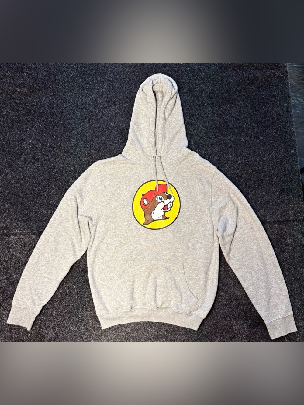 Buc-ee’s Beaver Logo Gray Pullover Hoodie Sweatshirt Size Medium